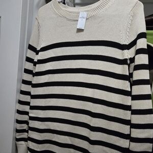 GAP Black and Cream Striped Dress
